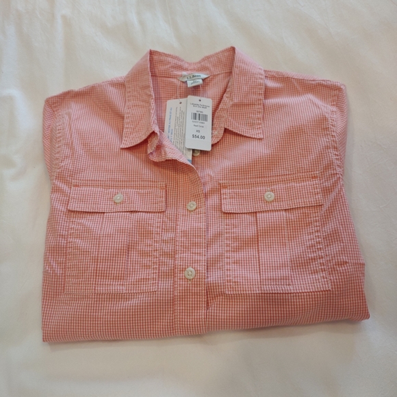 L.L. Bean Lakeside Performance Check Button Down Shirt - XS, Reef Coral, NWT - Picture 11 of 16